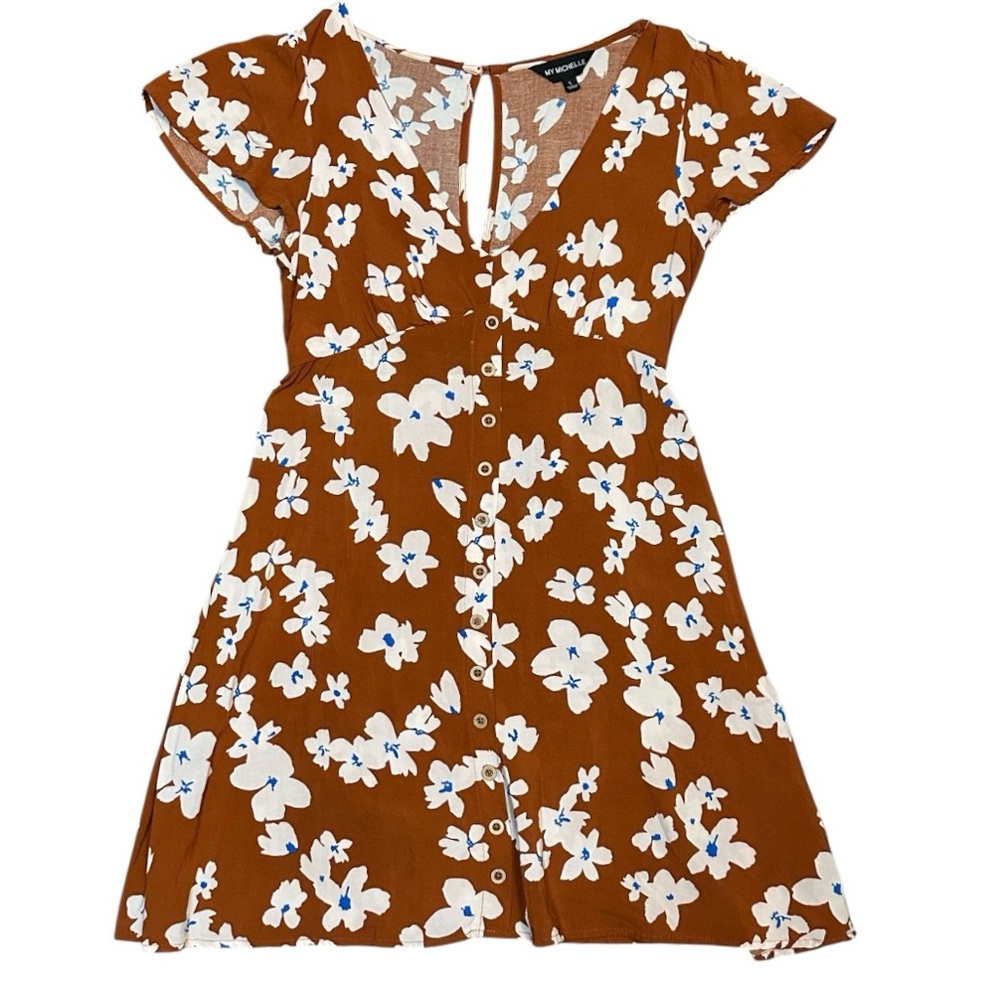My Michelle Brown Floral Spring and Summer Dress Women’s Size Small
